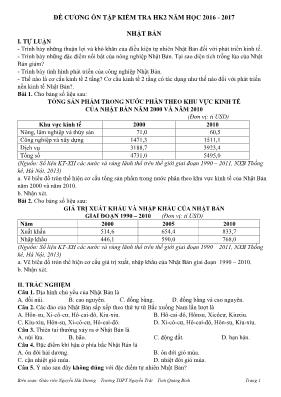 Đề cương ôn tập kiểm tra học kỳ II môn Địa lý Lớp 11 - Năm học 2016-2017